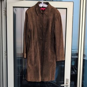 Anne Klein Dark Brown Suede Trench Coat